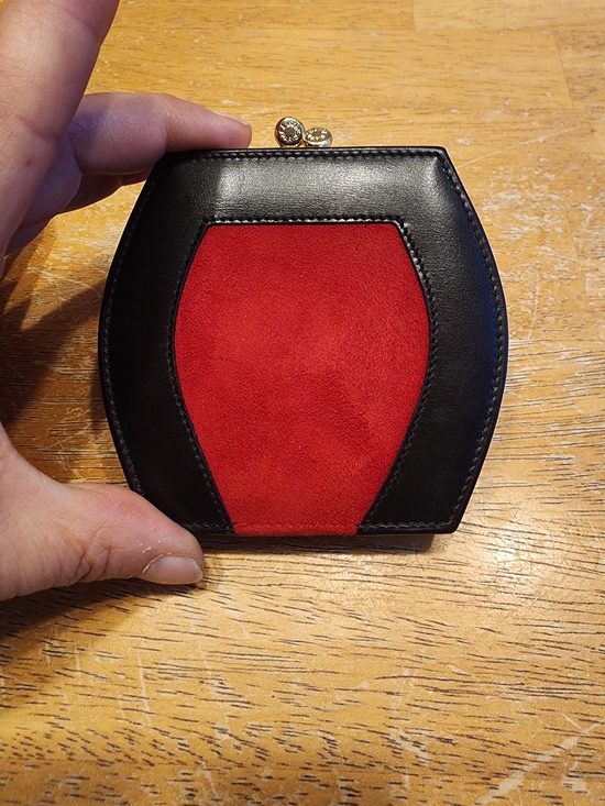 Celine Handbags - vintage Celine coin case featuring red suede and black leather Circa 1970's-1980
